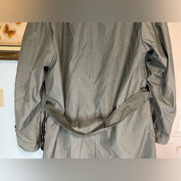 VTG MENS ARMY GREEN COTTON NYLON RAIN TRENCH COAT SZ M - Picture 7 of 16